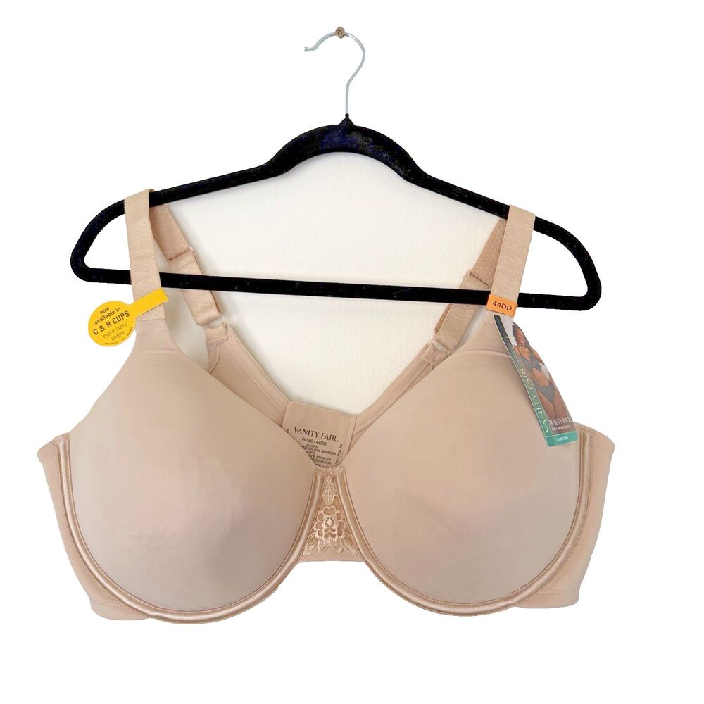 Vanity Fair Beauty Back Bra 76380 Sz 44DD Underwire Full Coverage Nude Beige New